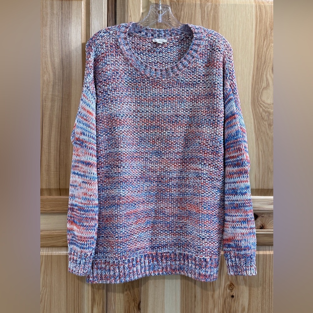 GAP Marled Cotton Crewneck Sweater Americana USA Patriotic Cottagecore Sz L